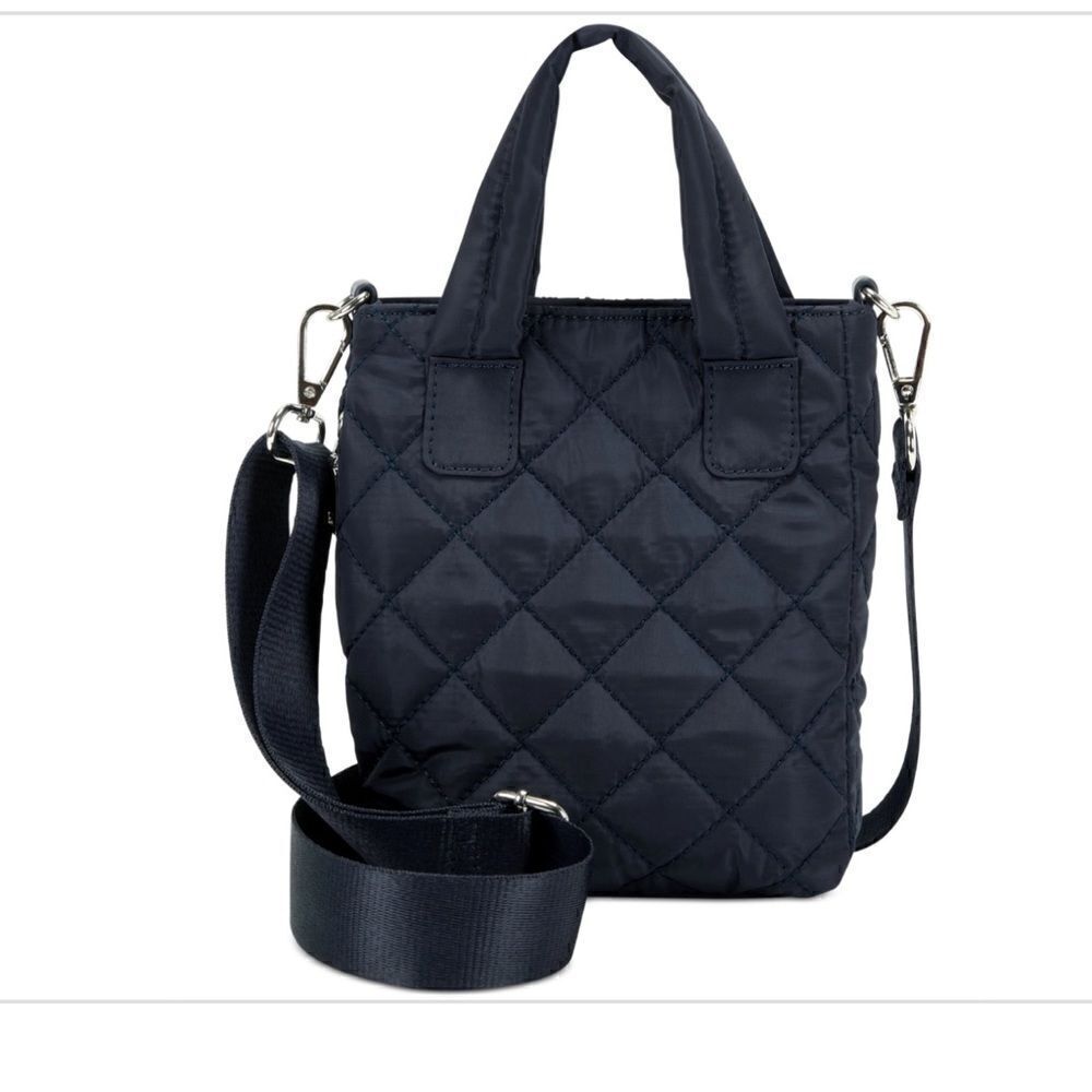 NWT INC Nylon Rachell Quilted Crossbody very dark navy almost black